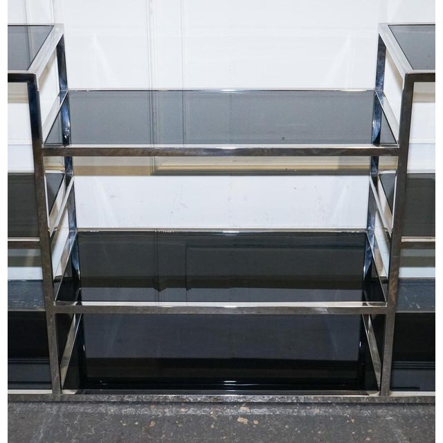 Smoked Glass and Polished Stainless Steel Console Table from Casa Padrino For Sale - Image 14 of 17