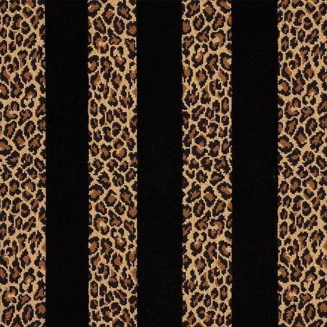 Sample - Schumacher X Timothy Corrigan Guepard Stripe Velvet Fabric in Black For Sale