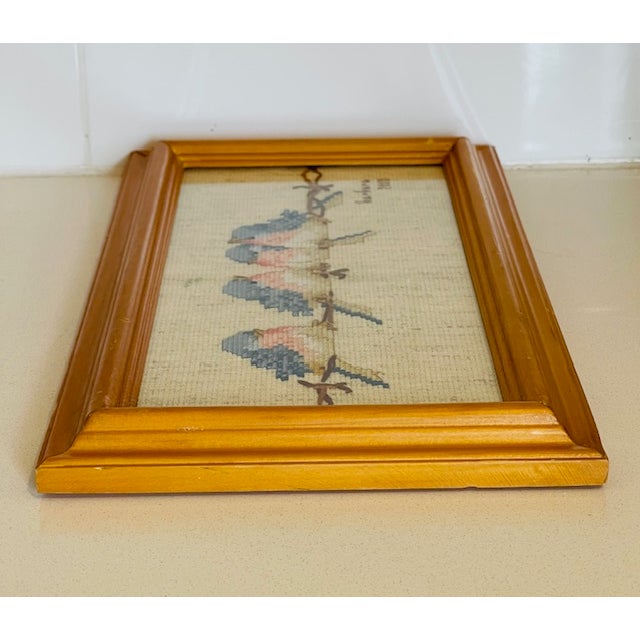 Wood Needlepoint, Fanciful Birds, Vintage For Sale - Image 7 of 11