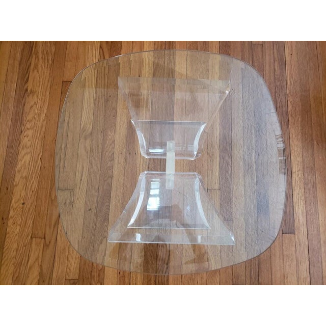 Mid-Century Modern 1970s Hollywood Regency Butterfly Shaped Lucite Coffee Table For Sale - Image 3 of 6