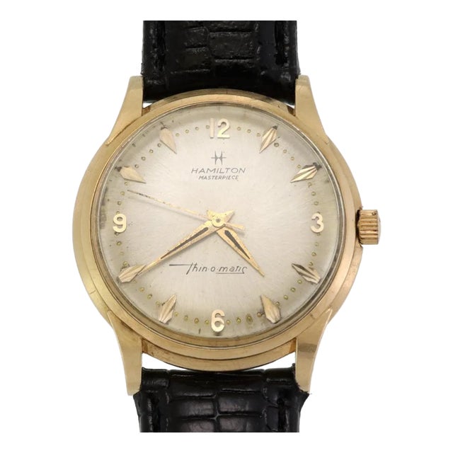 Hamilton Masterpiece Thin-O-Matic Vintage Thin 14k Gold Men's Watch For Sale