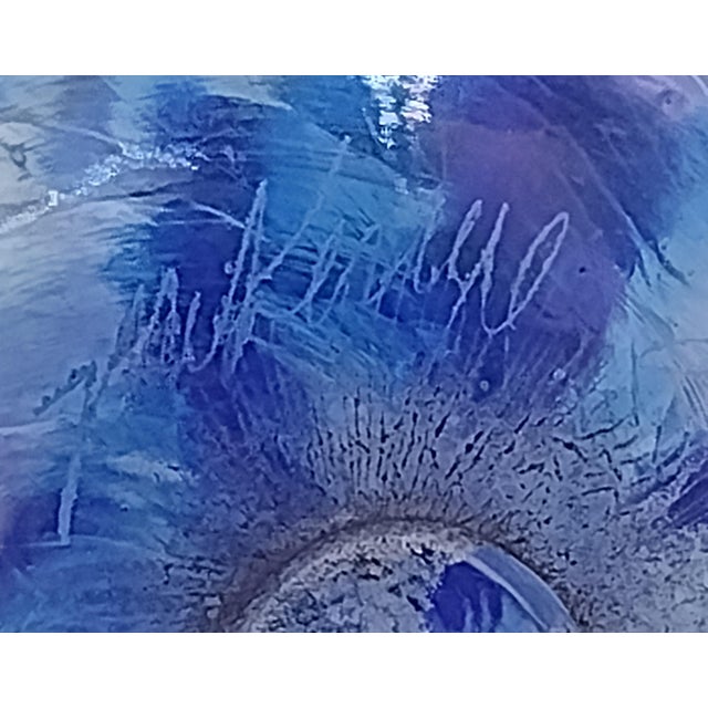 2000 - 2009 Vintage Handblown Cobalt Blue Cut Glass Paperweight, Signed & Dated 2002 For Sale - Image 5 of 11