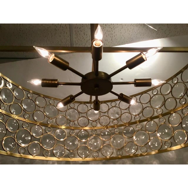 Modern Arteriors Modern Geometric Glass and Brass Round Tripoli Chandelier For Sale - Image 3 of 5