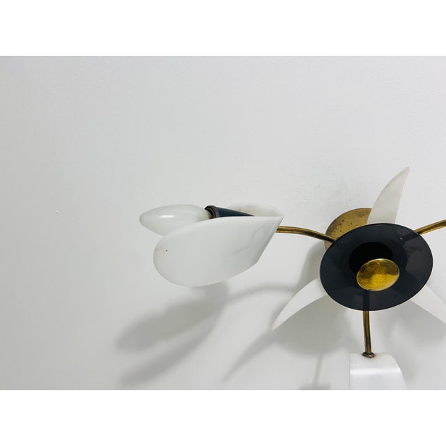 Italian Midcentury Brass 3-Arm Sputnik Chandelier, 1950s For Sale - Image 11 of 11