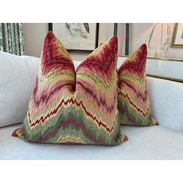 Mediterranean Pierre Frey “Budapest ” in Carmine Down-Filled 22" Pillow - Single For Sale - Image 3 of 6