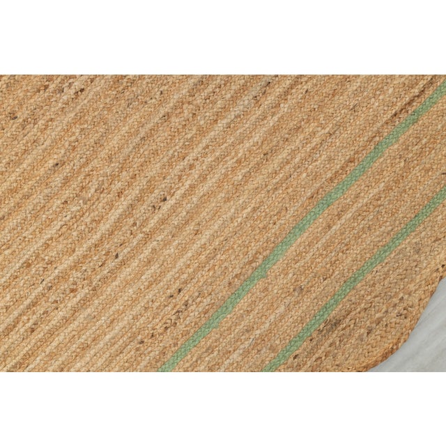Boho Chic Olive Natural Jute Wave Scallop Rug 3x12 Ft. For Sale - Image 3 of 12