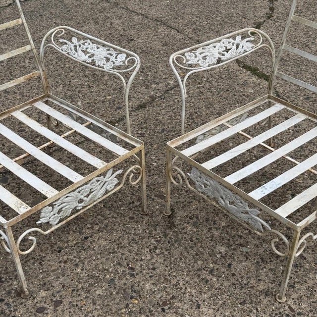 Victorian Vintage Russell Woodard "Kissing Birds" Wrought Iron Patio Lounge Chair - Pair For Sale - Image 3 of 17