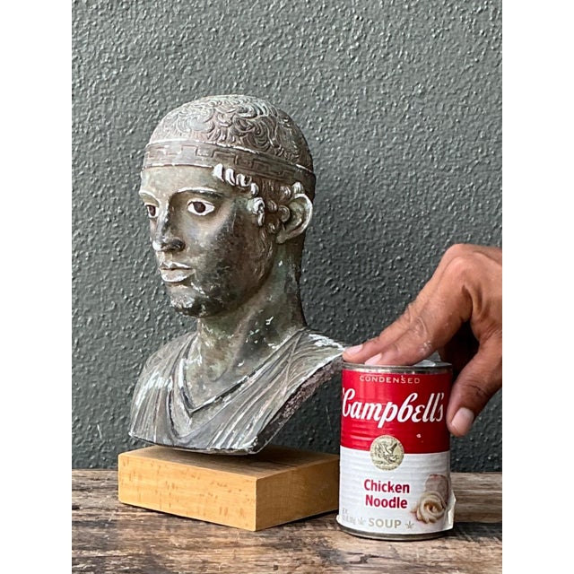 Vintage Classical Greek Style Plaster Bust For Sale - Image 9 of 12