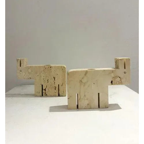 Mid-Century Travertine Figures attributed to Fratelli Mannelli, 1970s, Set of 2 For Sale - Image 4 of 6