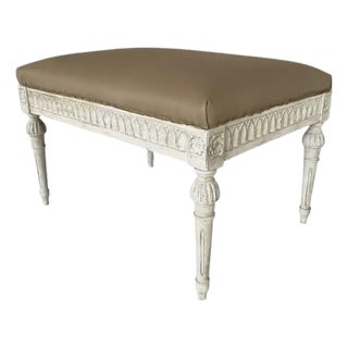 Antique Gustavian Painted and Upholstered Stool For Sale