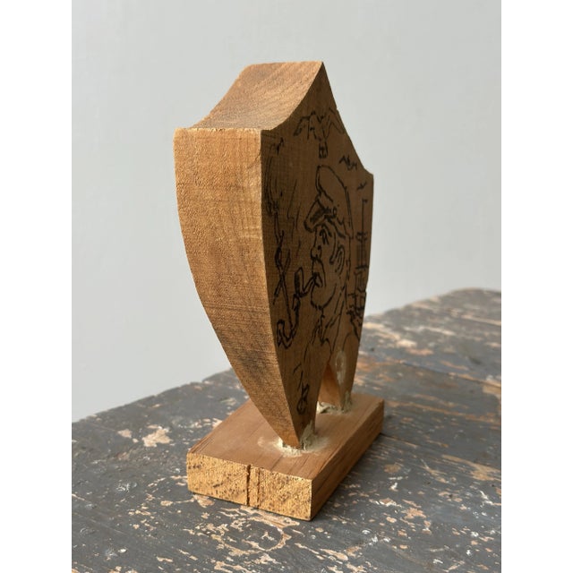 Vintage Folk Art Pine Sculpture With Hand-Drawn Portrait of a Fisherman by David Broderick, Circa 1970s-80s For Sale In New York - Image 6 of 9