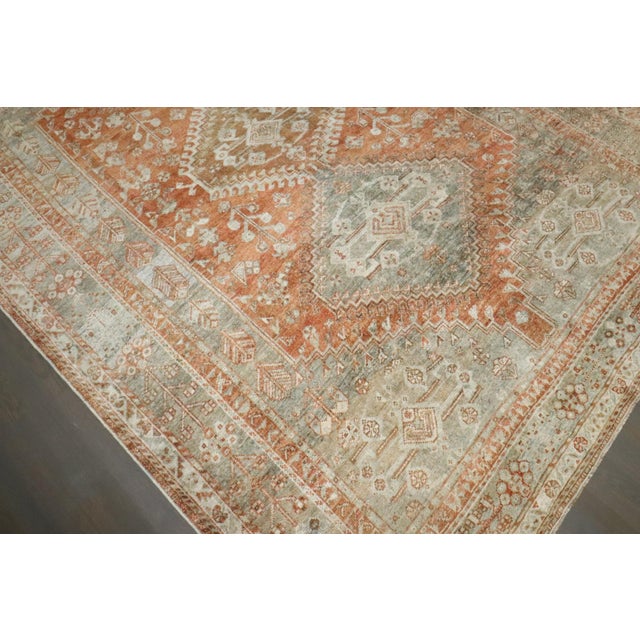 Textile Early 20th Century Apricot Tribal Persian Shiraz Rug - 6'11" x 9'9" For Sale - Image 7 of 10