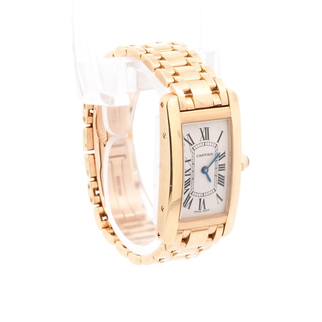 Contemporary Cartier Tank Americaine 18k Gold Ladies Watch For Sale - Image 3 of 8