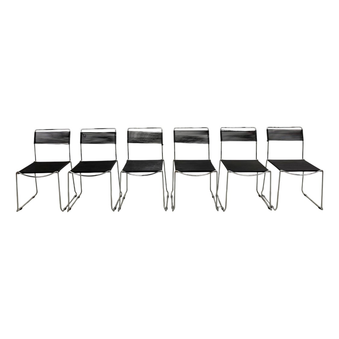 Italian Black and Chrome Spaghetti Chairs Design, 1980s, Set of 6 ...