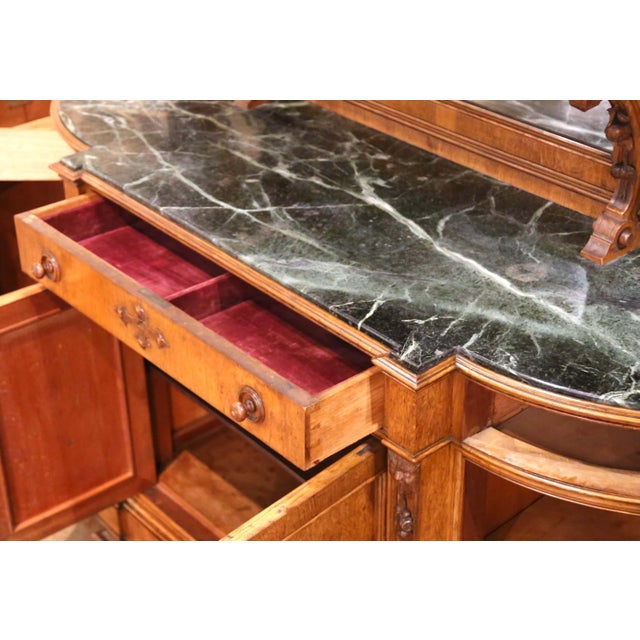 19th Century French Saint Hubert Carved Oak Hunt Buffet With Marble Top For Sale - Image 14 of 16
