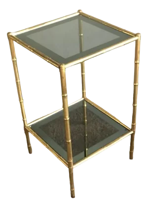 Side Table in Bamboo-Style Brass and Smoked Glass in the style of the Maison Bagues, 1960s