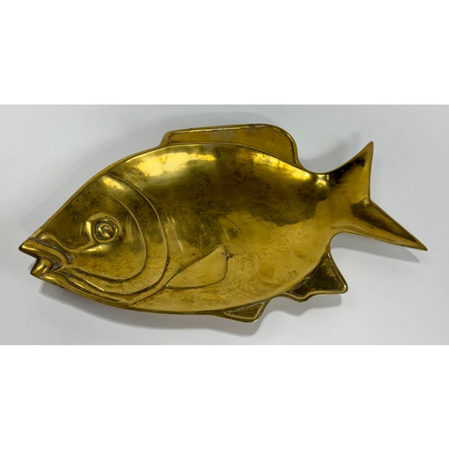 Large Vintage Brass Fish Dish For Sale - Image 4 of 6