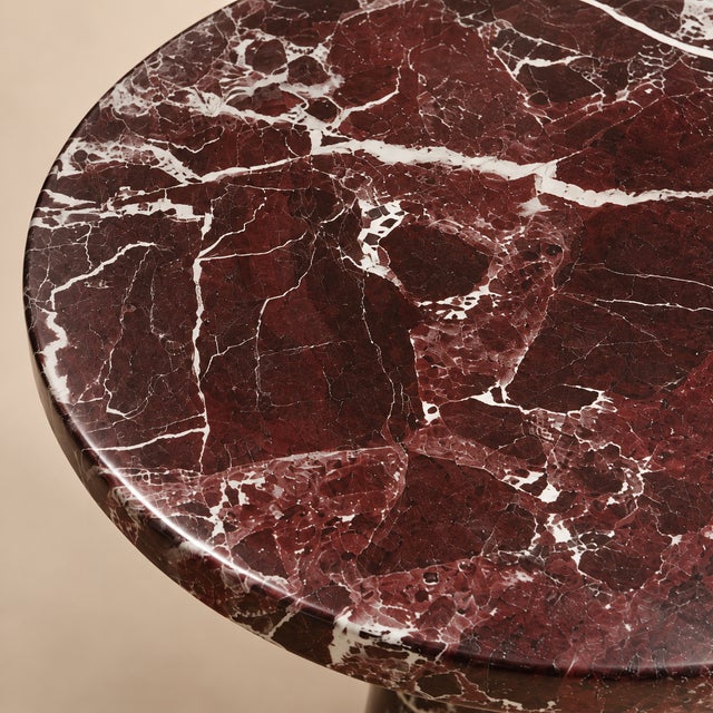 Stone Rosso Levanto Marble Round Pedestal Table – Luxury Italian Red Marble For Sale - Image 7 of 8