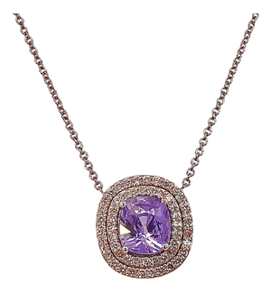 Natural Sapphire Diamond Pendant 18" 14k WG 3.84 TCW Certified