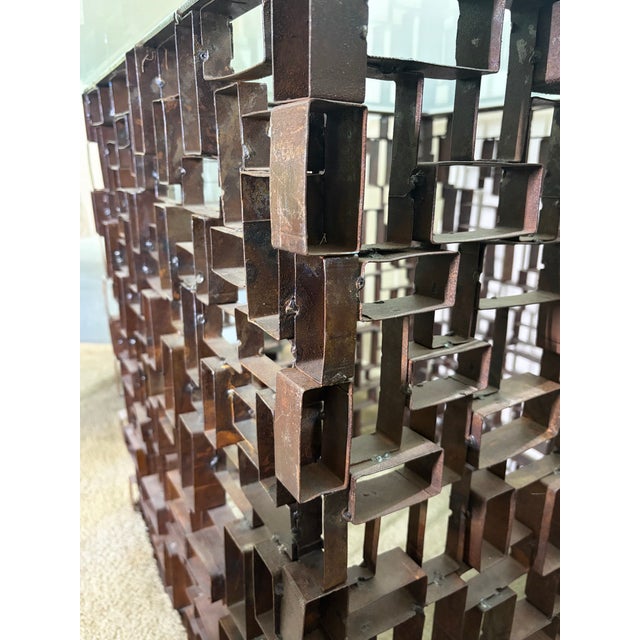 Metal Vintage 1970s Brutalist Welded Steel Maze Table For Sale - Image 7 of 10