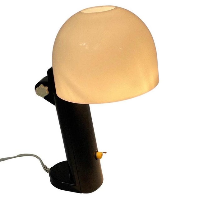 Brown Mushroom Table Lamp with Black Plastic Base and Adjustable White Acrylic Shade from Fuder For Sale - Image 8 of 8