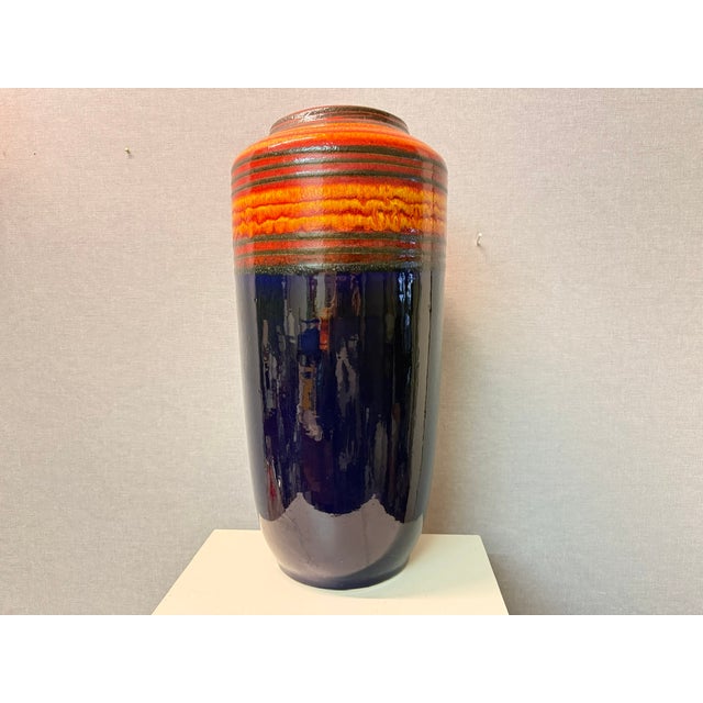 Blue Vintage Fat Lava Floor Vase from Scheurich, 1970s For Sale - Image 8 of 18