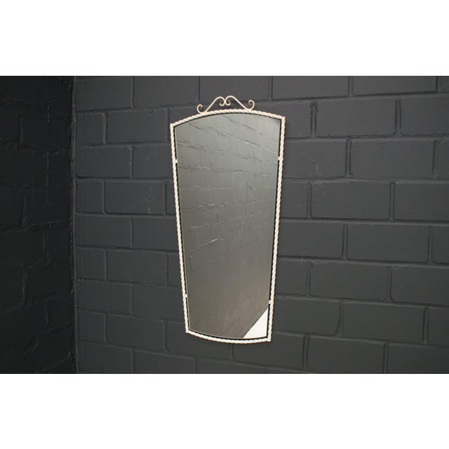 Mid-Century German White Metal Wall Mirror, 1950s, in Very Good conditions. Designed 1950 to 1959