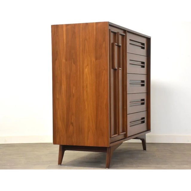 Modern Mid Century Walnut Armoire Dresser For Sale - Image 3 of 11