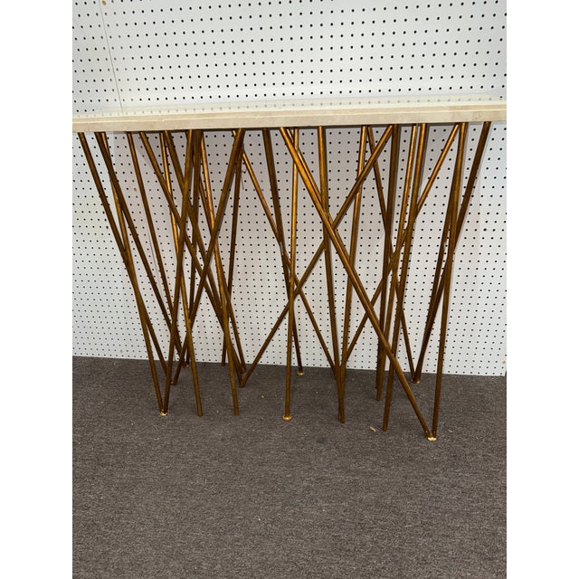 Art Deco Ambella Magic Wand Gold Leaf Console Table For Sale - Image 3 of 7
