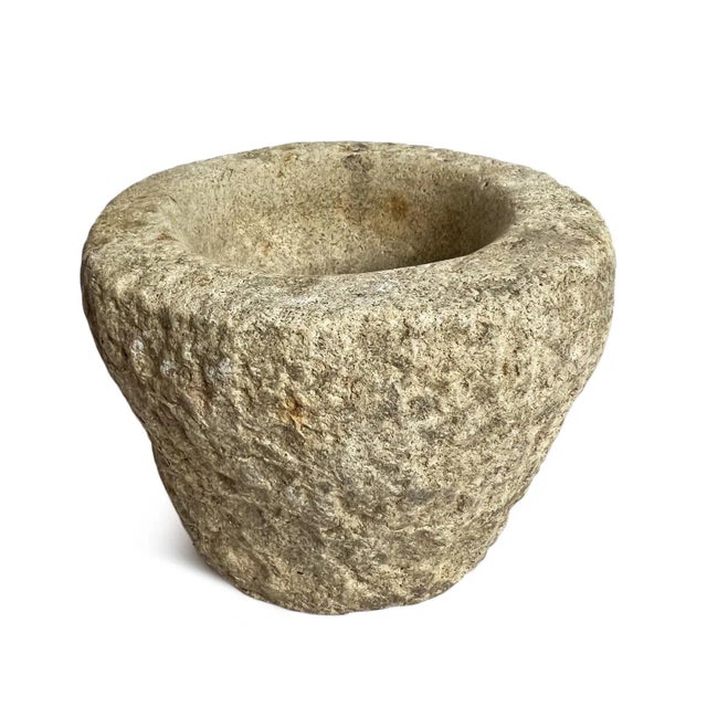 Modern Vintage Small Rustic Outdoor/Indoor Granite Decorative Bowl For Sale - Image 3 of 4
