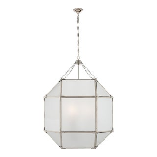Suzanne Kasler for Visual Comfort Signature Morris Large Lantern in Polished Nickel with Frosted Glass For Sale