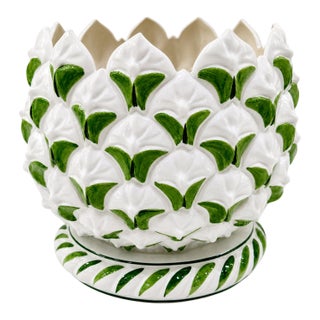 Vintage Meiselman Imports Italian Majolica Cachepot Planter, Made in Italy For Sale