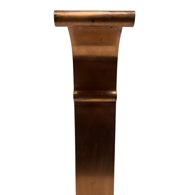 Mid-Century Modern 1930s Art Deco Modernist Copper and Iron Firedogs / Andirons, Pair For Sale - Image 3 of 8