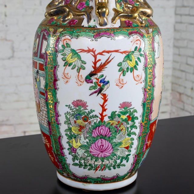 Mid to Late 20th Century Asian Porcelain Rose Medallion Vase Andrea by Sadek Hand Painted For Sale - Image 12 of 18