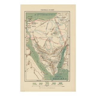 Antique Map of the Sinai Peninsula, 1895 For Sale