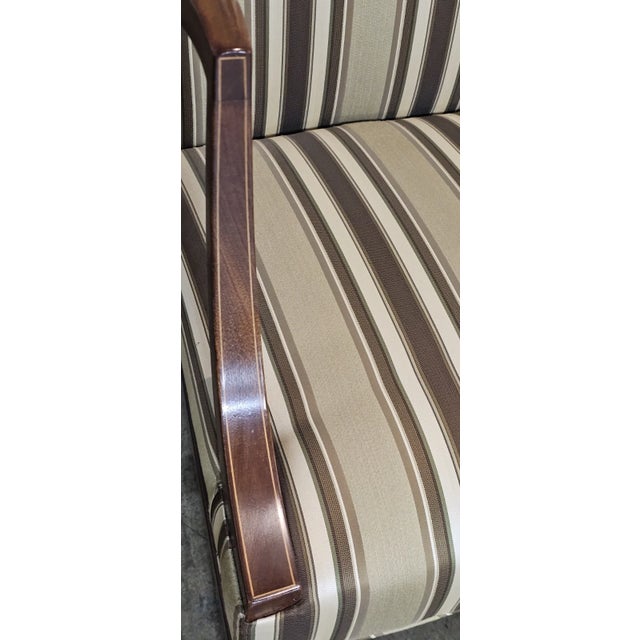 Mid 20th Century Share Pair of Kittinger Williamsburg Mahogany Martha Washington Arm Chair Cw13 Silk For Sale In Cleveland - Image 6 of 10