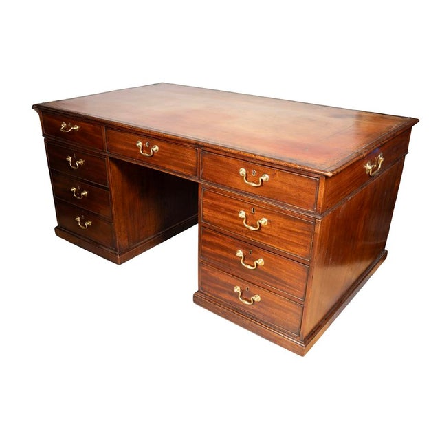 George III Mahogany Partners Desk For Sale - Image 9 of 11