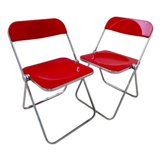 Vintage Space-Age Plia Chairs by Giancarlo Piretti for Anonima Castelli, 1970s, Set of 2 For Sale