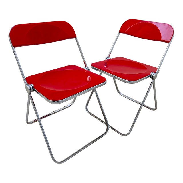 Vintage Space-Age Plia Chairs by Giancarlo Piretti for Anonima Castelli, 1970s, Set of 2 For Sale