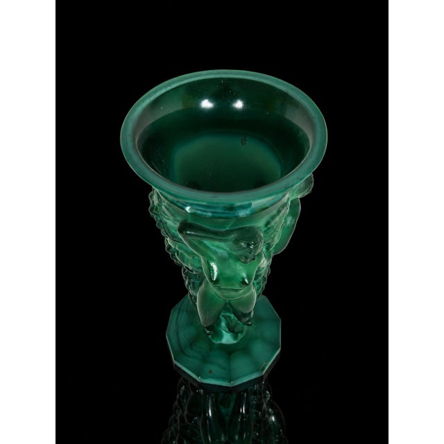 Art Deco Malachite Glass Vase by František Pazourek, Former Czechoslovakia, 1930s For Sale - Image 4 of 8
