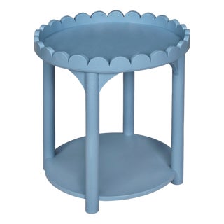 Scalloped Light Blue Side Table For Sale