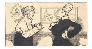 The Discussion - Original China Ink by Carlo Rivalta - 1914 1914