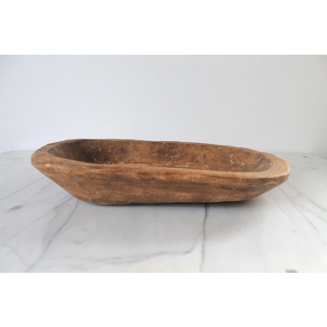 Wood Antique Rustic Hand Carved Wood Dough Bowl For Sale - Image 7 of 7