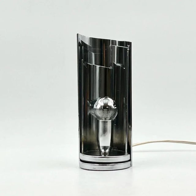Silver Space Age Sculptural Chromed Metal Table Lamp from Selenova, Italy, 1970s For Sale - Image 8 of 11
