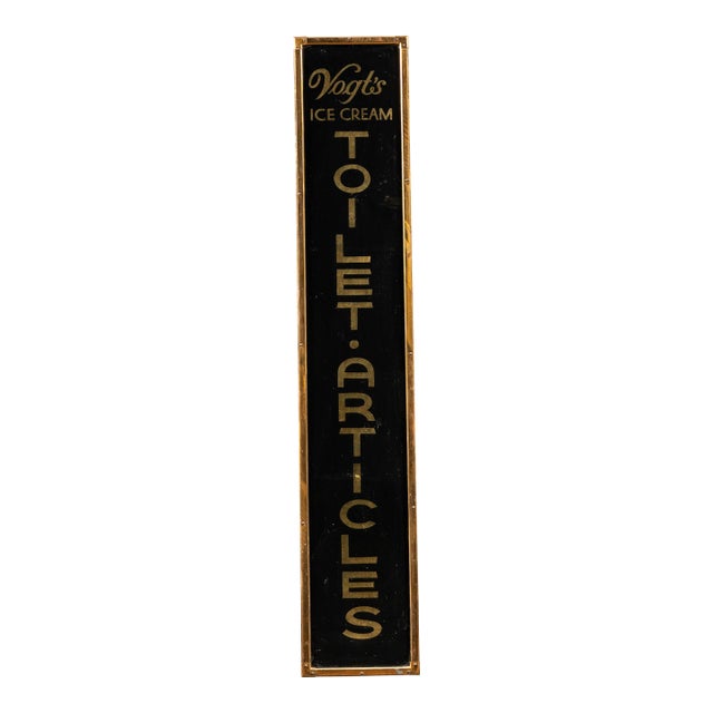Early Gold Leaf Reverse on Glass Vogt's Ice Cream Sign For Sale