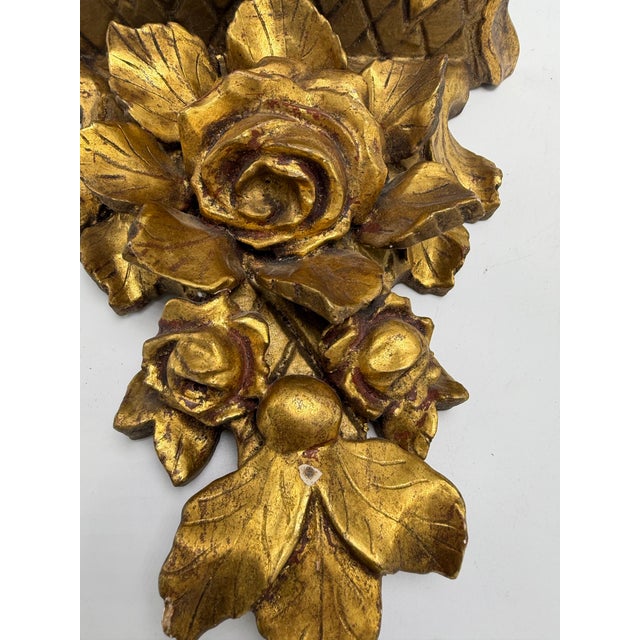 Wood Carved Gold Gilt Wall Shelf Brackets For Sale - Image 7 of 10