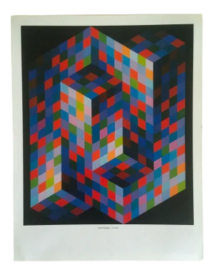 Victor Vasarely Op Art Modernist Geometric Lithograph Print " Izzo - m.c. " 1969