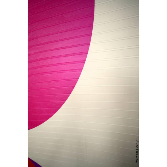 Contemporary Abstract Matte Gel Applied on Fine Art Digital Printed Canvas "Coq De Roche Evêque Coquelicot # Doux Comme Un Agneau" by Jerome Tham For Sale - Image 4 of 6