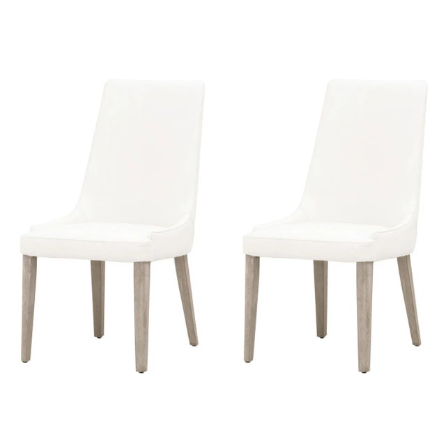 Aurora Grey Wood Dining Chairs, Alabaster Leather, Set of 2 For Sale - Image 13 of 13