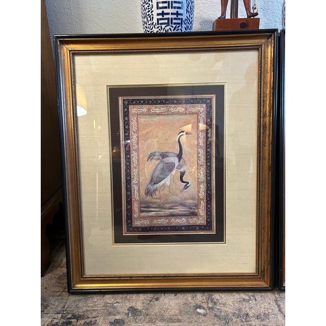 Traditional Pair of Vintage Asian Style Watercolors of Birds. For Sale - Image 3 of 7